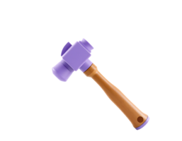 A 3D render of a purple mallet with a wooden handle png