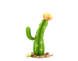 Cartoon cactus with flower isolated on a transparent background png