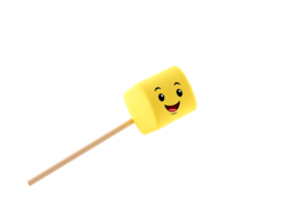 Cute yellow marshmallow with a happy face on a stick png