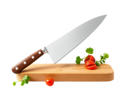 Knife and vegetables on a cutting board png