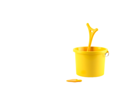 Yellow bucket with a yellow shovel png