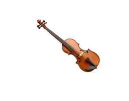A beautiful brown violin with a bow and strings. png