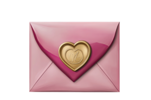 A pink envelope with a heart seal, perfect for expressing love and affecti. png