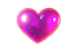 Shiny pink heart shape with a glowing outline, perfect for romantic themes and designs. png
