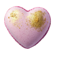Heart-shaped pink macar with a golden touch, png