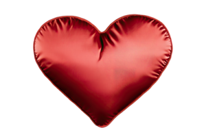 Red heart-shaped pillow, soft texture, perfect for home decor or romantic gifts png