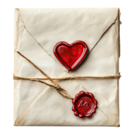 Sealed letter with heart wax stamp, vintage design, old-fashied correspdence, nostalgic vibe, romantic touch. png