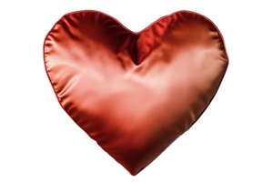 Heart-shaped satin pillow in rich red color png
