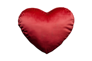 Red heart-shaped pillow isolate perfect for romantic decor. png