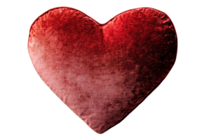 Soft plush heart-shaped pillow in rich red velvet, perfect for home decor and gifting. png