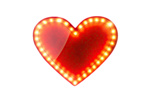 Bright red heart with glowing lights, perfect for expressing love and affecti. png