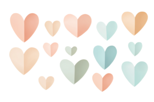 Colorful hearts in various shapes and sizes, perfect for decorati, design, and creative projects. png