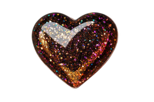 Glittering heart-shaped object with colorful sparkles png