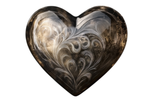Decorative heart-shaped object with swirling patterns png
