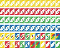 Uno Card Game set, UNO Cards illustration sets playing cards with all numbers. vector