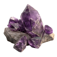 Amethyst Crystals On Rock Isolate Transparent Background png