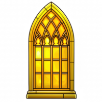 manchado vidro janela Projeto apresentando intrincado padrões e caloroso dourado matiz, criando sentido do elegância e beleza. isto obra de arte pode realçar qualquer artístico ou arquitetônico projeto png