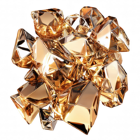 Shiny gold crystals clustered together, reflecting light beautifully, creating luxurious and elegant appearance. intricate shapes and facets enhance visual appeal, evoking sense of opulence png