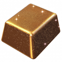 shiny gold bar with sparkling surface, reflecting light beautifully. This luxurious item symbolizes wealth and prosperity, making it perfect representation of opulence and success png