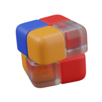 3d render two by two Rubik's Cube Puzzle icon png