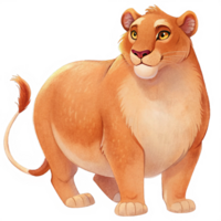 Cute Hand Drawn Watercolor illustration and Transparent of a Chubby Lioness png