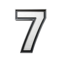 written number seven in the black design with white background is isolated on transparent background png