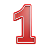 number one in the red design with white outline is isolated on transparent background png