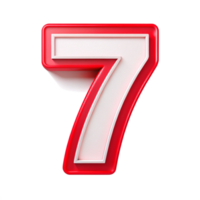 number seven in the red and white design with white outline is isolated on transparent background png