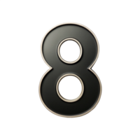 written number eight in the black design with white background is isolated on transparent background png