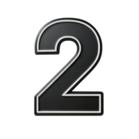 written number two in the black design with white background is isolated on transparent background png