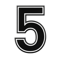 written number five in the black 3d design with white background is isolated on transparent background png