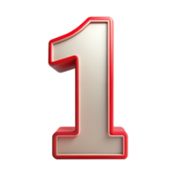 number one in the beautiful red design with white outline is isolated on transparent background png