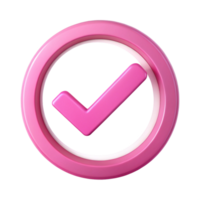 pink check mark in the circle is isolated on transparent background png