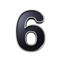 written number six in the black design with white background is isolated on transparent background png