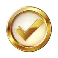 golden check mark in the circle is isolated on transparent background png
