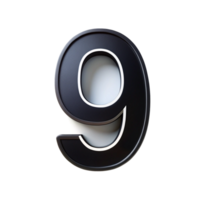 written number nine in the black design with white background is isolated on transparent background png