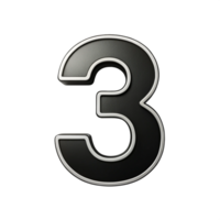written number three in the black design with white background is isolated on transparent background png
