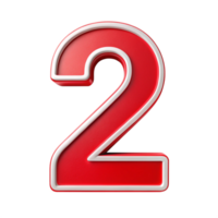 number two in the red design with white outline is isolated on transparent background png