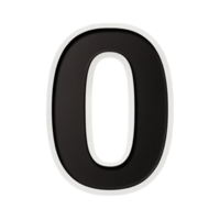 written number zero in the black design with white background is isolated on transparent background png