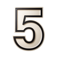 written number five in the black design with white background is isolated on transparent background png
