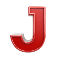 Alphabet J in the red design with white outline is isolated on transparent background png