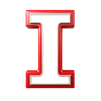 Alphabet i in the red design with white outline is isolated on transparent background png