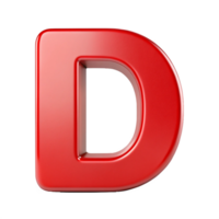 Alphabet D in the red design with white outline is isolated on transparent background png