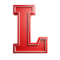Alphabet L in the red design with white outline is isolated on transparent background png