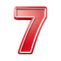 number seven in the red design with white outline is isolated on transparent background png