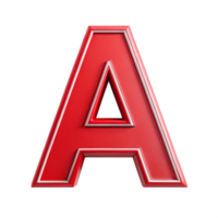 Alphabet A in the red design with white outline is isolated on transparent background png