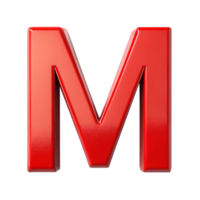 Alphabet M in the red design with white outline is isolated on transparent background png