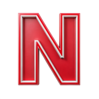 Alphabet N in the red design with white outline is isolated on transparent background png