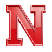 beautiful Alphabet N in the red design with white outline is isolated on transparent background png