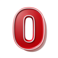 number zero in the red design with white outline is isolated on transparent background png